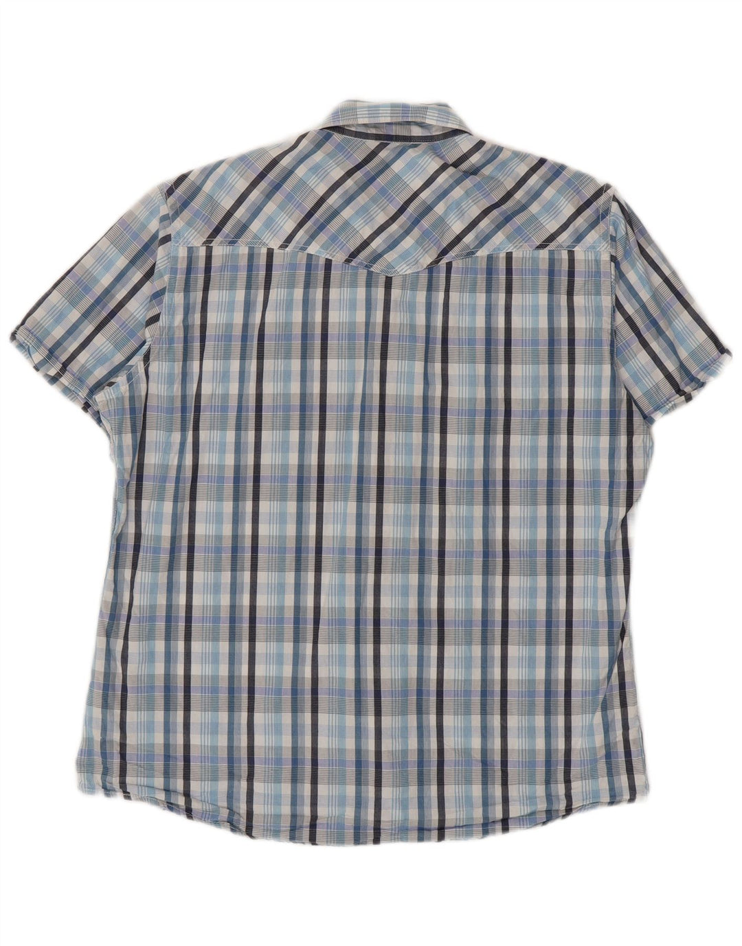 Americanino Mens Short Sleeve Shirt XL Blue Check Cotton