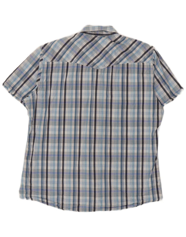 Americanino Mens Short Sleeve Shirt XL Blue Check Cotton