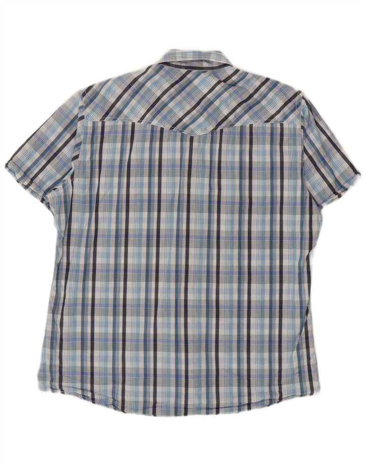 Americanino Mens Short Sleeve Shirt XL Blue Check Cotton