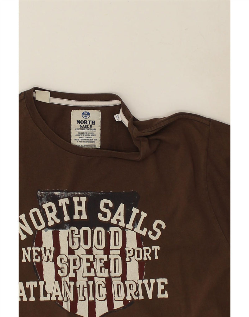 NORTH SAILS Mens Graphic T-Shirt Top XL Brown Cotton | Vintage North Sails | Thrift | Second-Hand North Sails | Used Clothing | Messina Hembry 