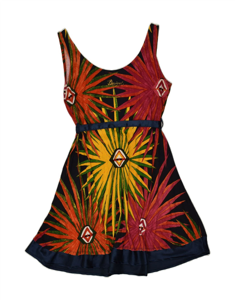 DESIGUAL Womens Sleeveless A-Line Dress UK 14 Large Multicoloured Cotton | Vintage Desigual | Thrift | Second-Hand Desigual | Used Clothing | Messina Hembry 