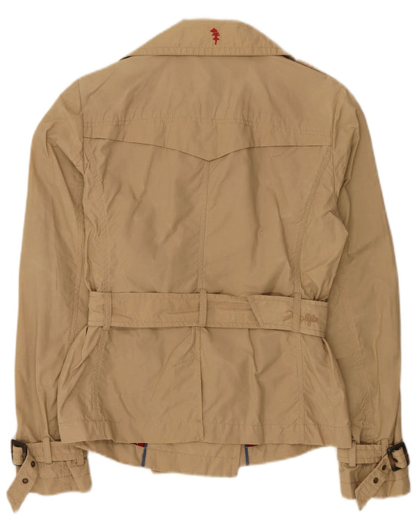 Playlife Womens Short Trench Coat UK 10 Small Beige Cotton