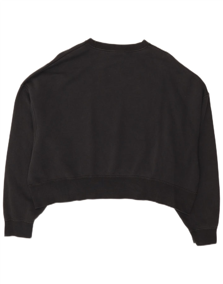 Nike Womens Crop Oversized Sweatshirt Jumper UK 14 Medium Black Cotton