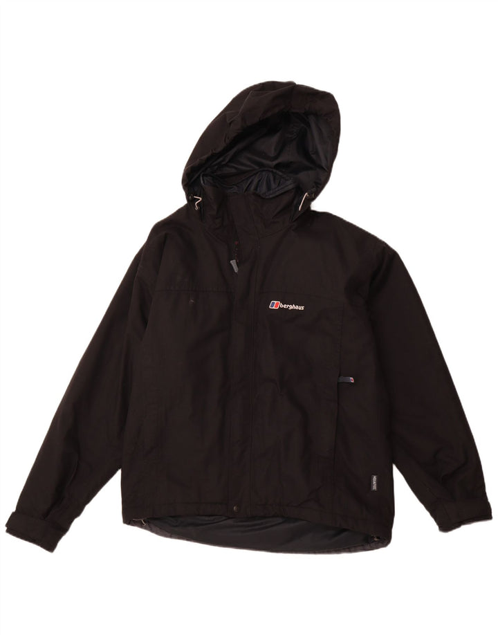 BERGHAUS Mens Hooded Rain Jacket UK 36 Small Black Nylon