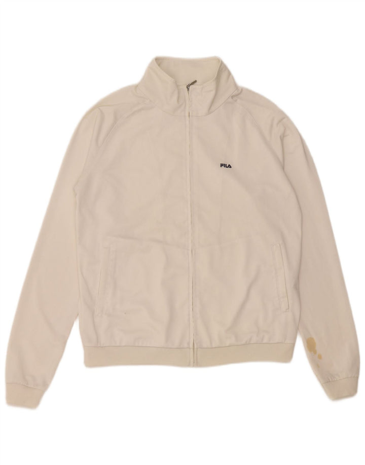 FILA Womens Tracksuit Top Jacket UK 12 Medium White Polyester