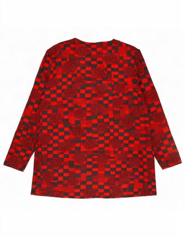 Vintage Womens Cardigan Sweater UK 18 XL Red Geometric