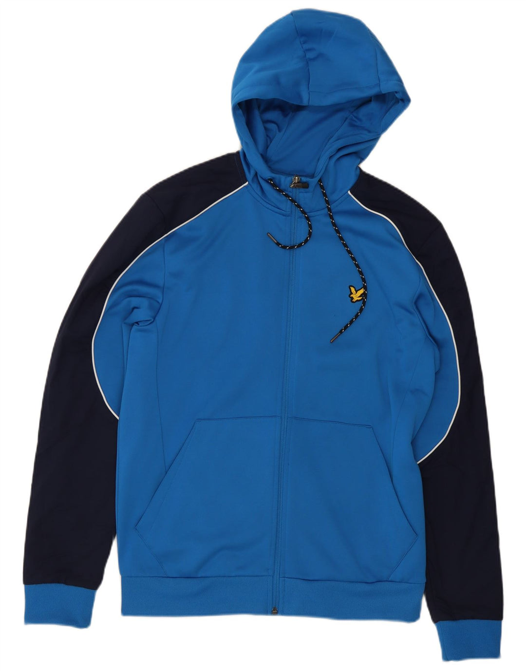 Lyle & Scott Mens Zip Hoodie Sweater Medium Blue Colourblock Polyester
