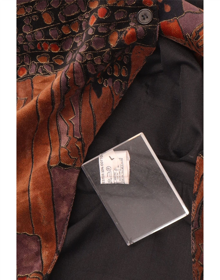 Vintage Mens Waistcoat Large Brown Patchwork Polyester