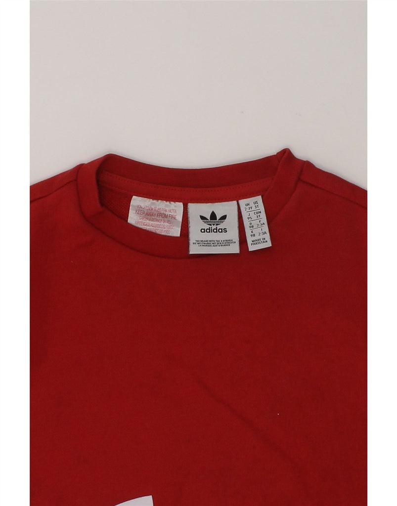 ADIDAS Girls Graphic Hoodie Jumper 2-3 Years Red Cotton | Vintage Adidas | Thrift | Second-Hand Adidas | Used Clothing | Messina Hembry 