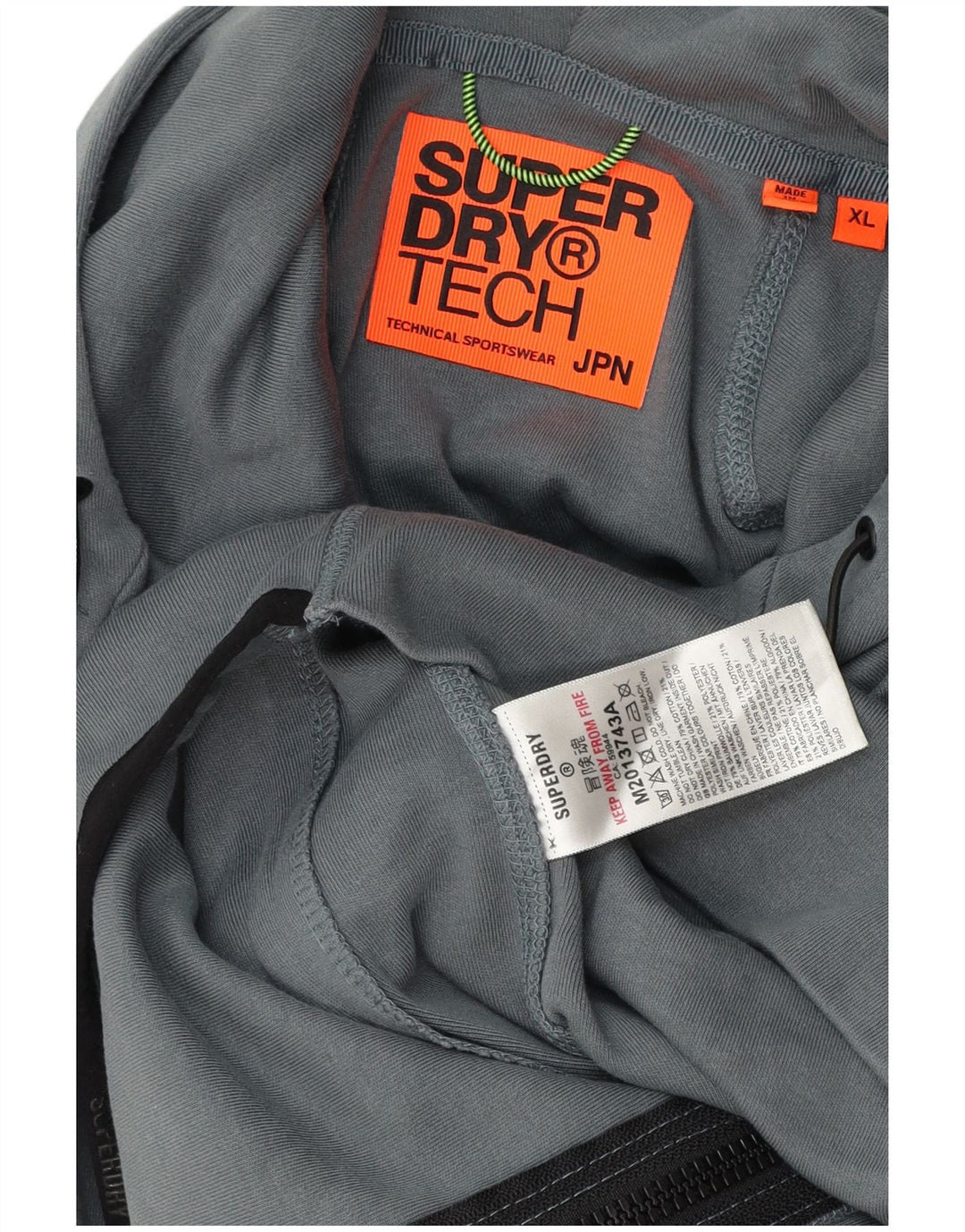 Superdry Mens Zip Hoodie Sweater XL Blue Cotton