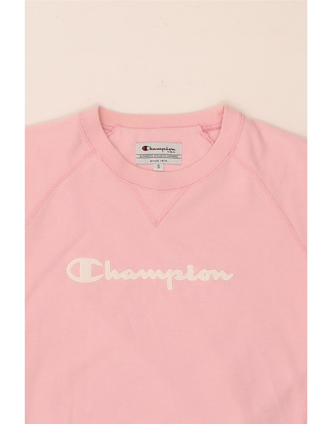 CHAMPION Womens Oversized Graphic Sweatshirt Jumper UK 10 Small Pink Vintage Champion and Second-Hand Champion from Messina Hembry 