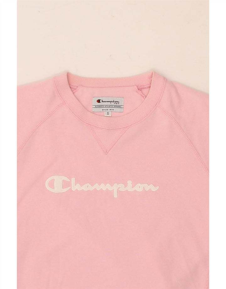 CHAMPION Womens Oversized Graphic Sweatshirt Jumper UK 10 Small Pink Vintage Champion and Second-Hand Champion from Messina Hembry 