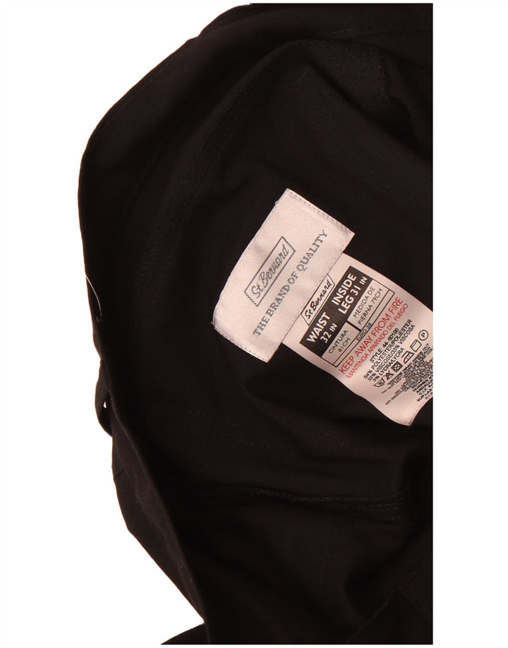 St. Bernard Mens Straight Suit Trousers W32 L31 Black Polyester