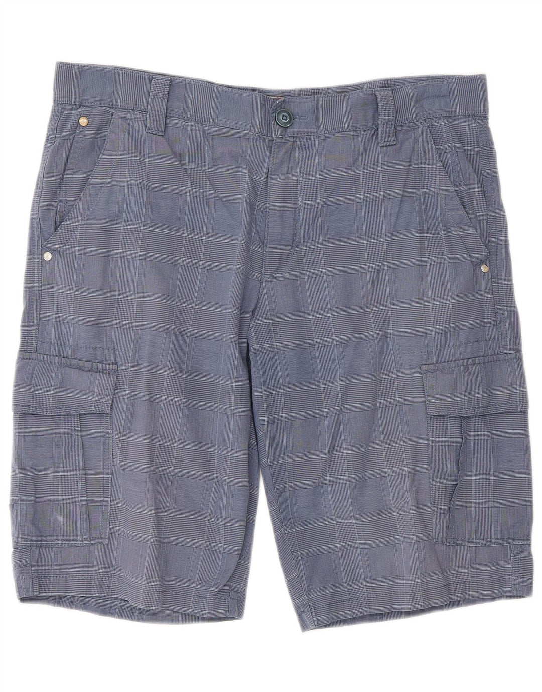 Blue Side Mens Cargo Shorts IT 52 XL W36  Blue Check Cotton