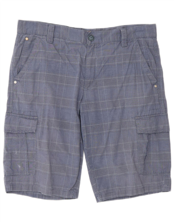 Blue Side Mens Cargo Shorts IT 52 XL W36  Blue Check Cotton
