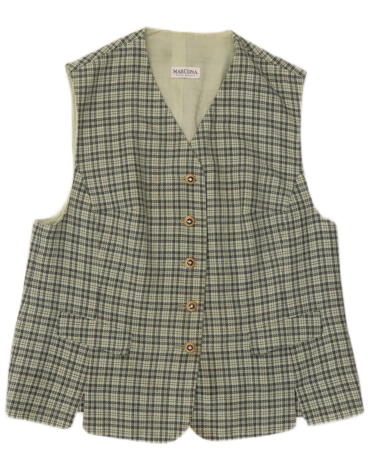 Vintage Womens Waistcoat IT 46 Large Green Check Wool