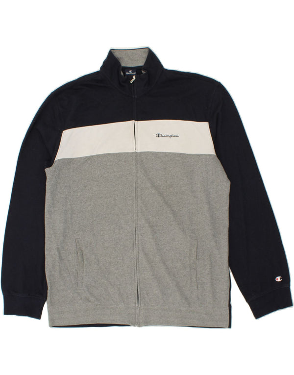 CHAMPION Mens Tracksuit Top Jacket 3XL Navy Blue Colourblock Cotton