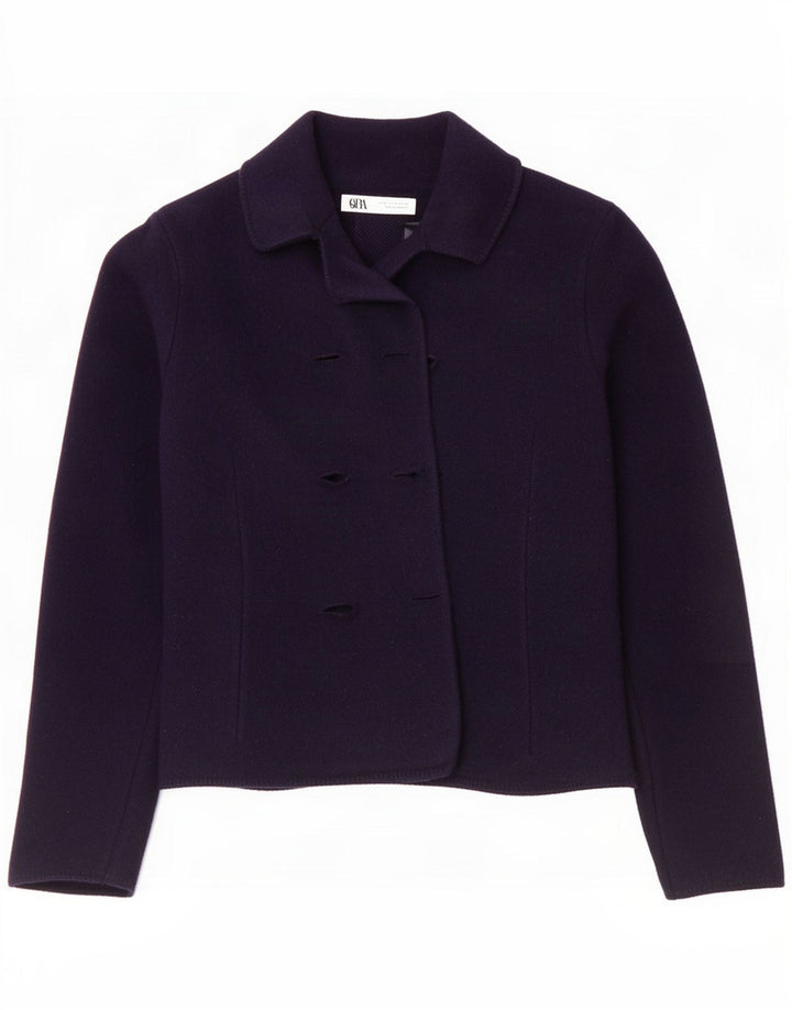 Zara Womens Blazer Jacket UK 14 Medium Navy Blue Wool