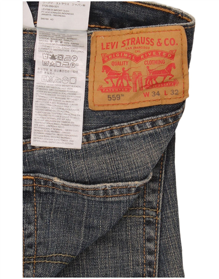 Levi's Mens 559 Straight Jeans W34 L32 Blue Cotton