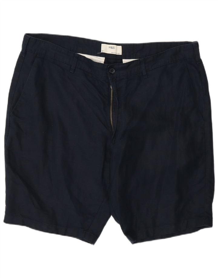 Marks & Spencer Mens Chino Shorts W38 XL Navy Blue Cotton