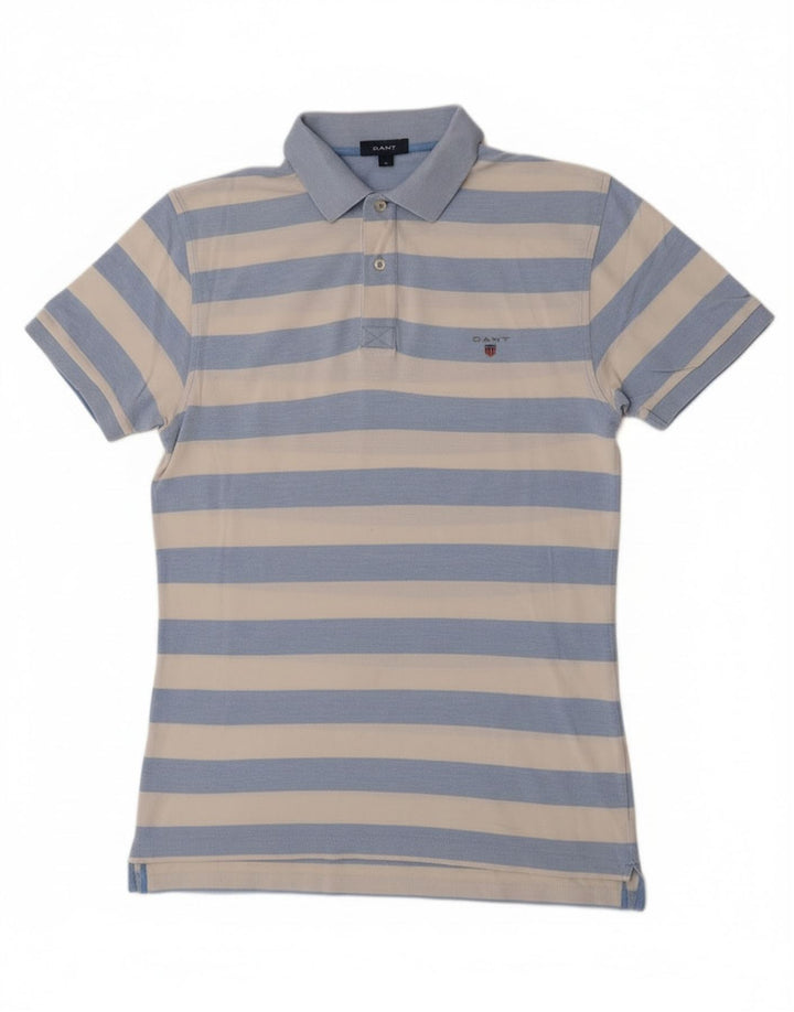 Gant Mens Polo Shirt Medium Blue Striped