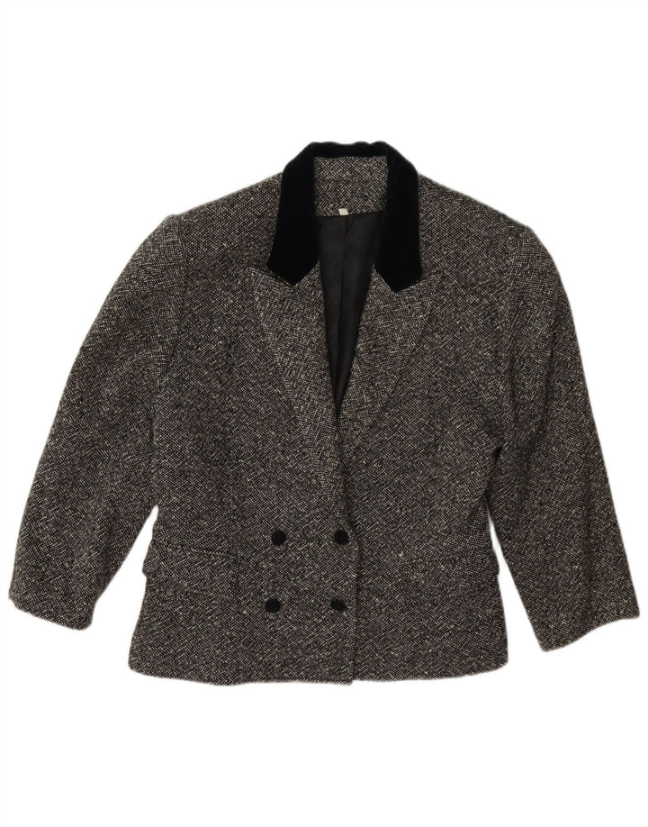 Vintage Womens 3/4 Sleeve Double Breasted Blazer Jacket IT 42 Medium Grey