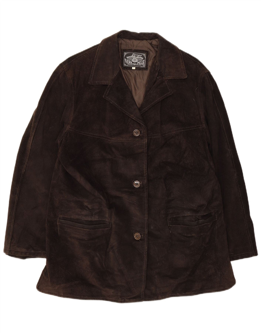 Vintage Womens Suede Jacket UK 16 Large Brown Leather