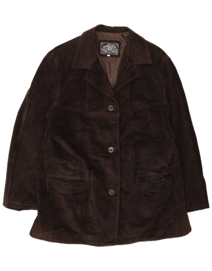 Vintage Womens Suede Jacket UK 16 Large Brown Leather