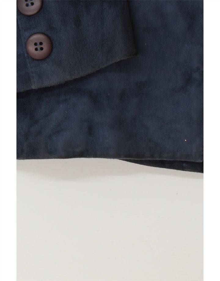 Robrik Womens Suede 2 Piece Skirt Set IT 44 Medium W30  Navy Blue Leather