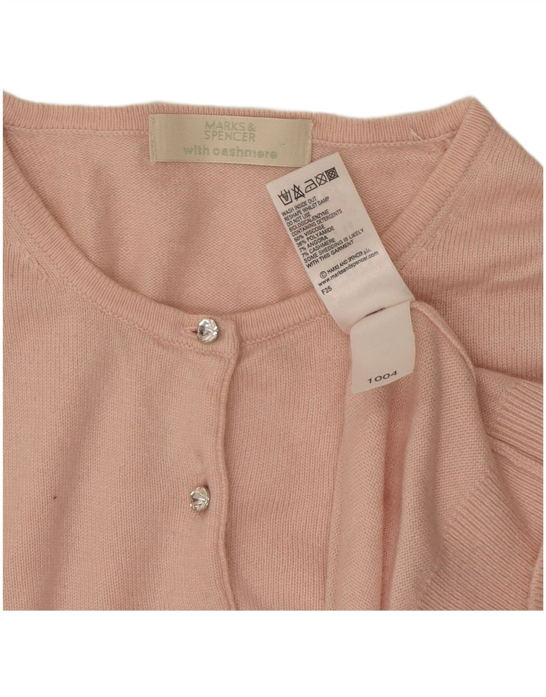 Marks & Spencer Womens Crop Cardigan Sweater UK 14 Medium Pink Viscose