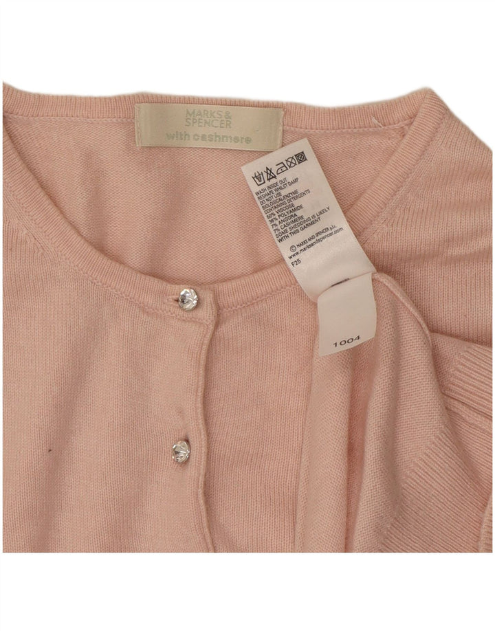 Marks & Spencer Womens Crop Cardigan Sweater UK 14 Medium Pink Viscose