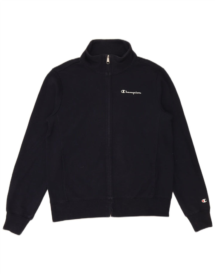CHAMPION Womens Tracksuit Top Jacket UK 16 Large Navy Blue Cotton