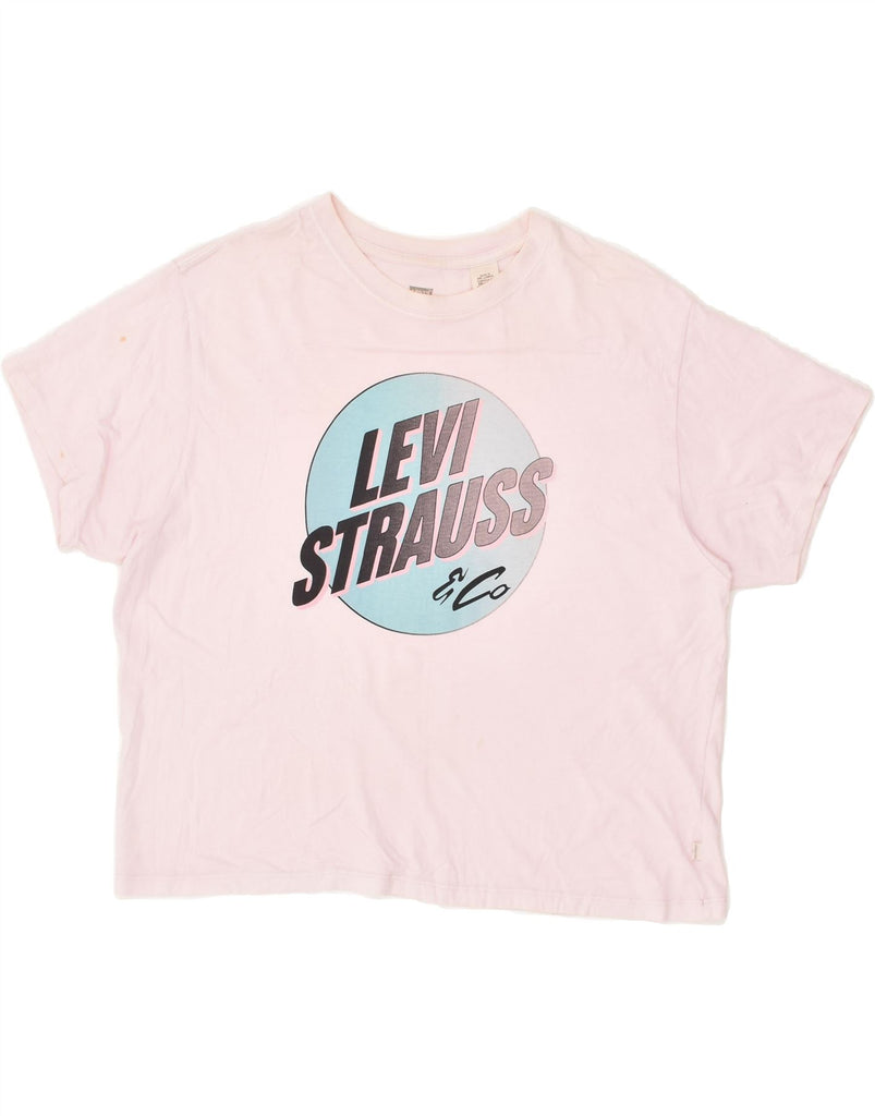 LEVI'S Womens Oversized Crop Graphic T-Shirt Top UK 10 Small Pink | Vintage Levi's | Thrift | Second-Hand Levi's | Used Clothing | Messina Hembry 