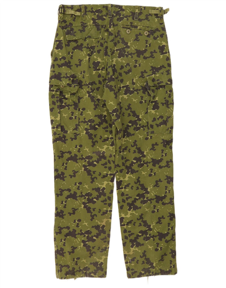 Vintage Mens Straight Cargo Trousers W34 L32 Khaki Camouflage Polyester
