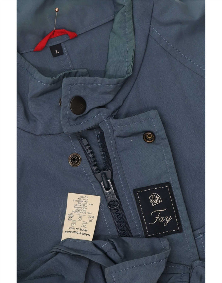 Fay Mens Utility Jacket UK 40 Large Navy Blue Polyester