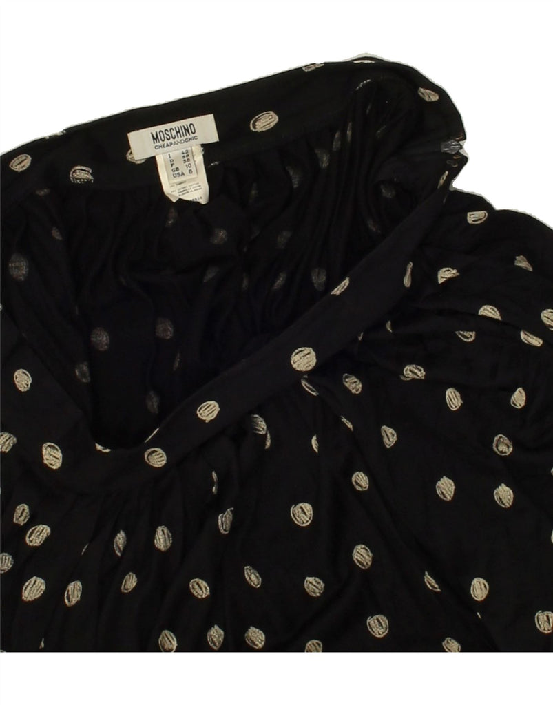 MOSCHINO Womens Flared Skirt UK 10 Small W28 Black Polka Dot Silk | Vintage Moschino | Thrift | Second-Hand Moschino | Used Clothing | Messina Hembry 