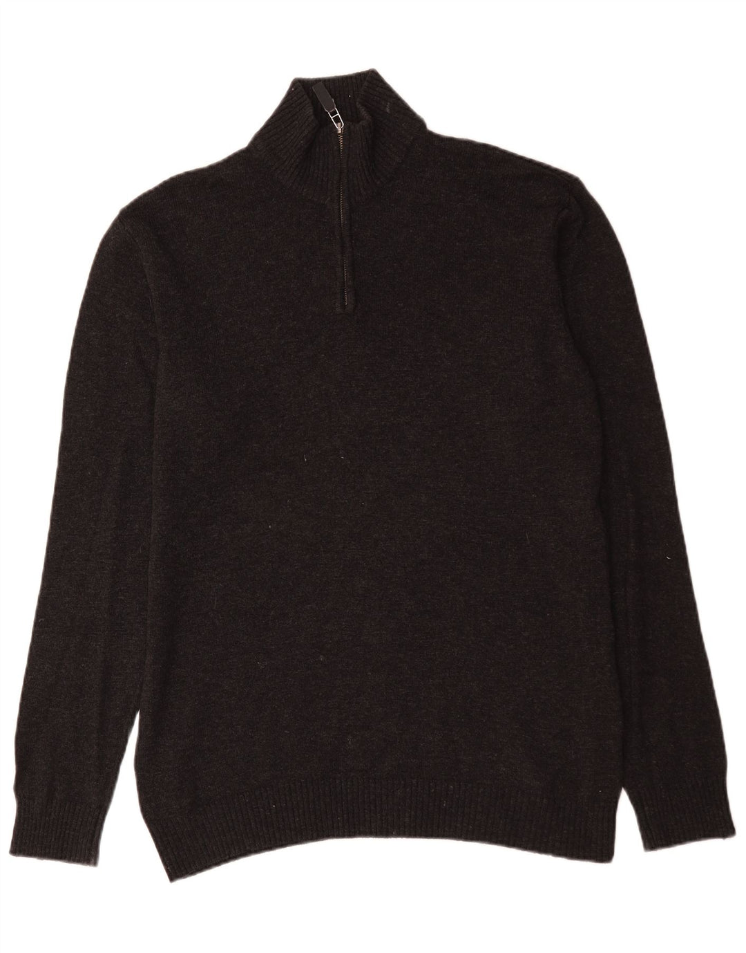 John Lewis Mens Zip Neck Jumper Sweater Medium Grey Flecked
