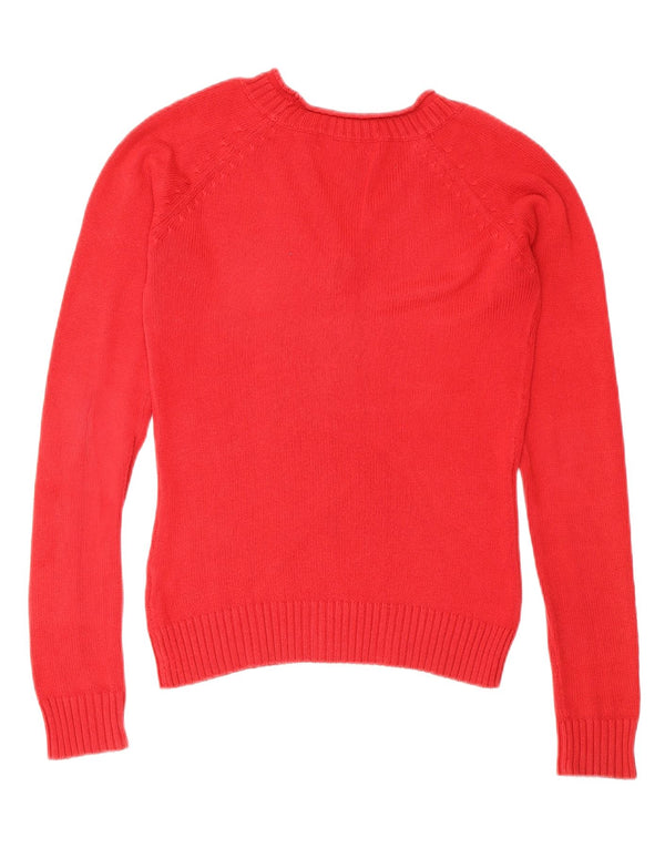 Zara Womens V-Neck Jumper Sweater UK 10 Small Red Cotton