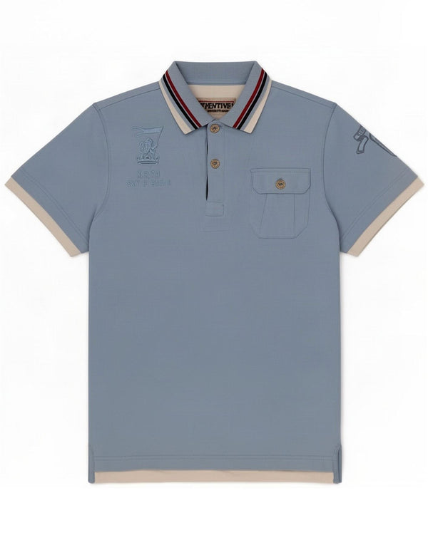 Napapijri Mens Graphic Polo Shirt Medium Blue Colourblock Cotton