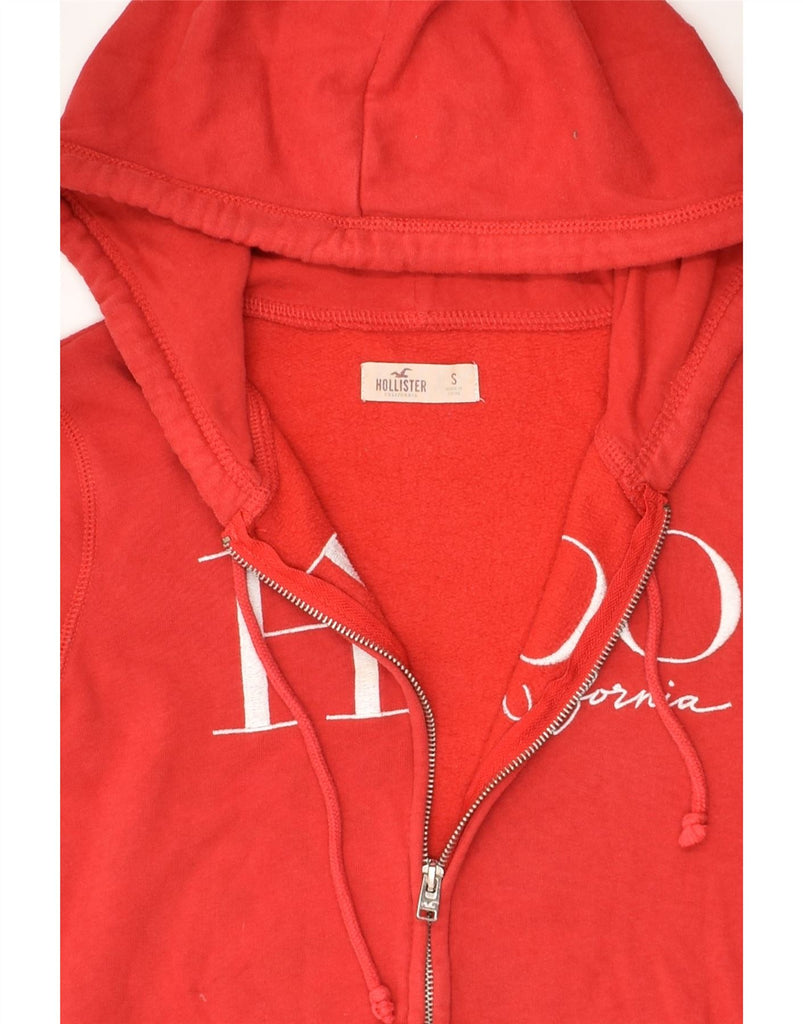 HOLLISTER Womens Graphic Zip Hoodie Sweater UK 10 Small Red Cotton | Vintage Hollister | Thrift | Second-Hand Hollister | Used Clothing | Messina Hembry 