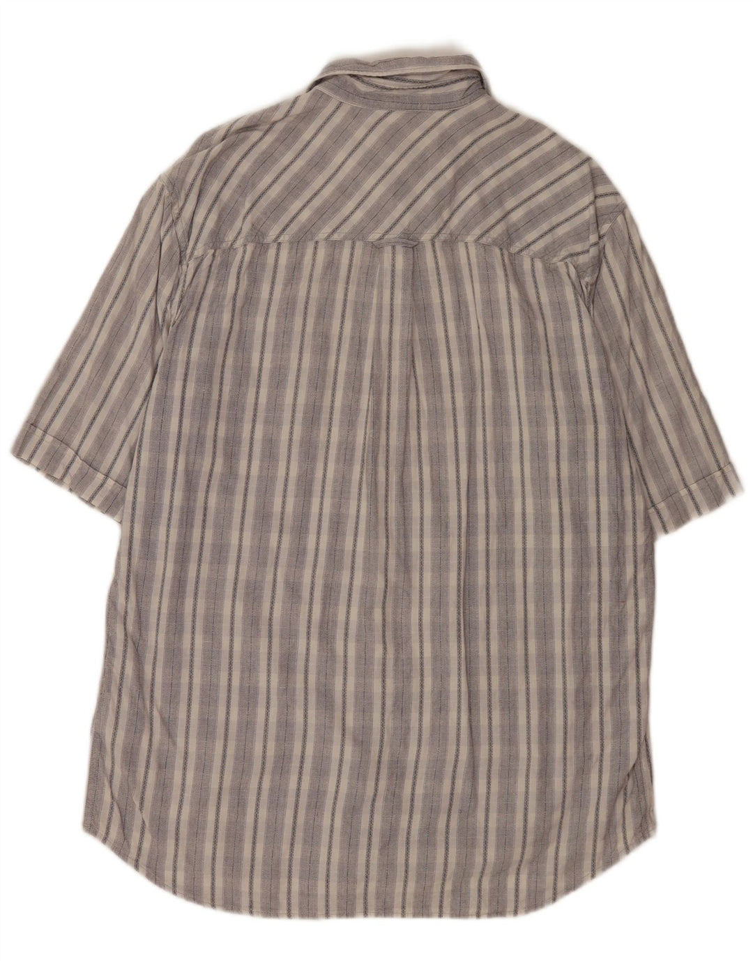 Marlboro Classics Mens Short Sleeve Shirt XL Grey Striped Cotton