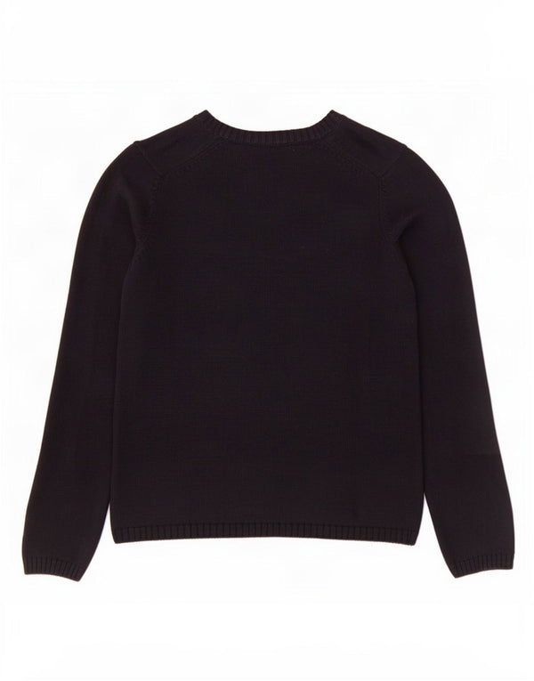 Conte of Florence Womens V-Neck Jumper Sweater UK 10 Small Navy Blue Cotton