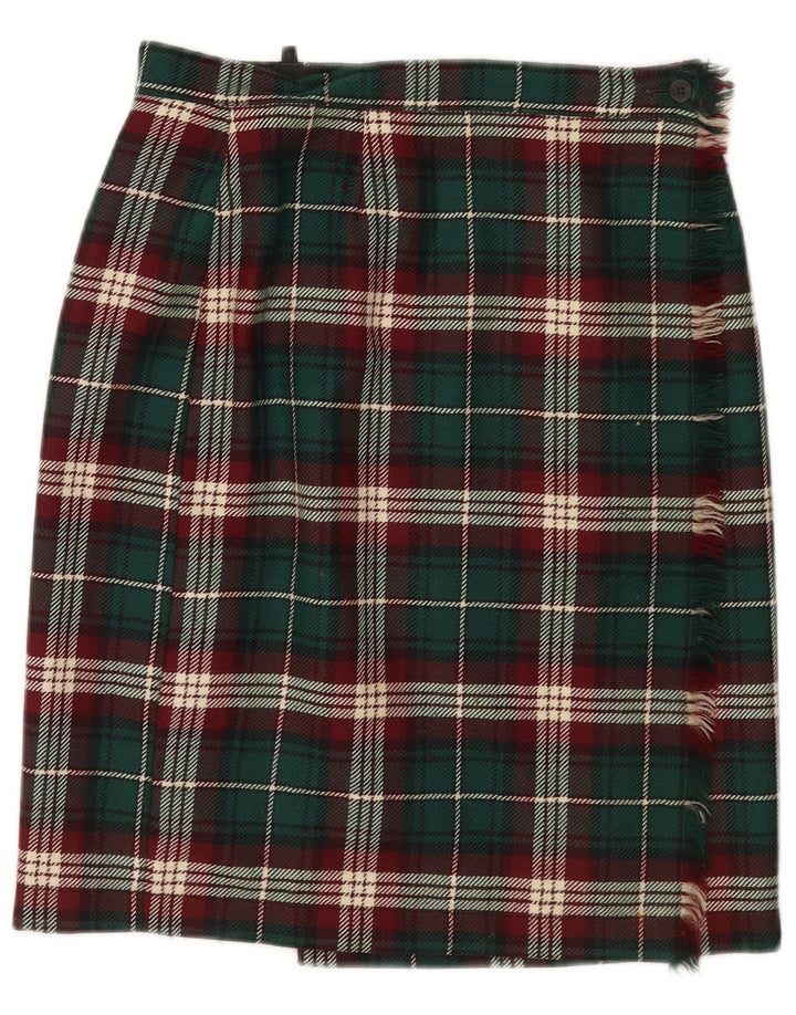 Superior Womens Wrap Skirt IT 42 Medium W28  Green Plaid Wool