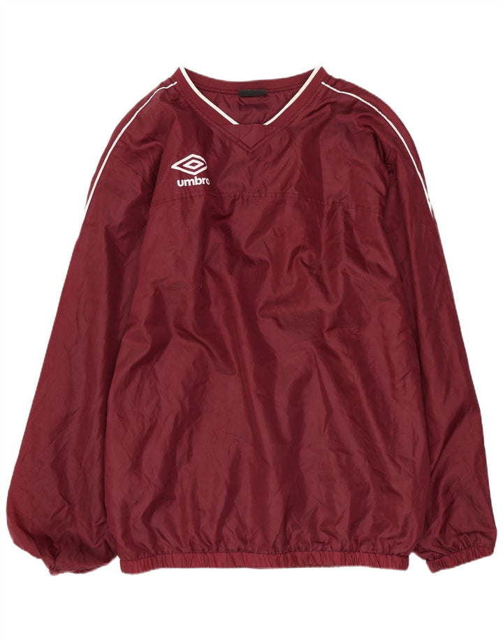 Umbro Mens Pullover Tracksuit Top Large Burgundy Polyester