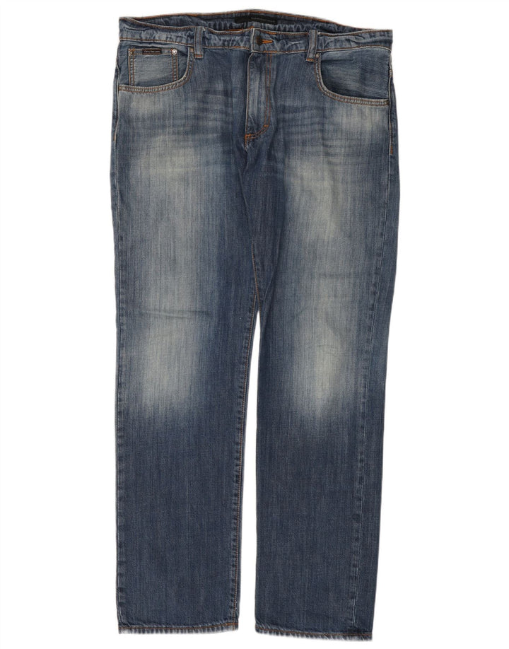 Calvin Klein Mens Straight Jeans W38 L34 Blue Cotton