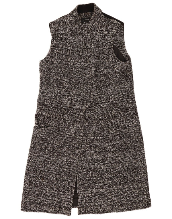 Karen Millen Womens Longline Sleeveless Gilet UK 14 Large Black Flecked