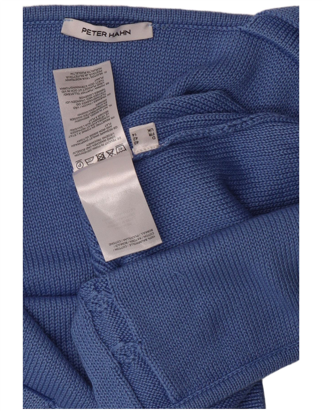 PETER HAHN Womens Knit Cami Top UK 14 Medium Blue Cotton