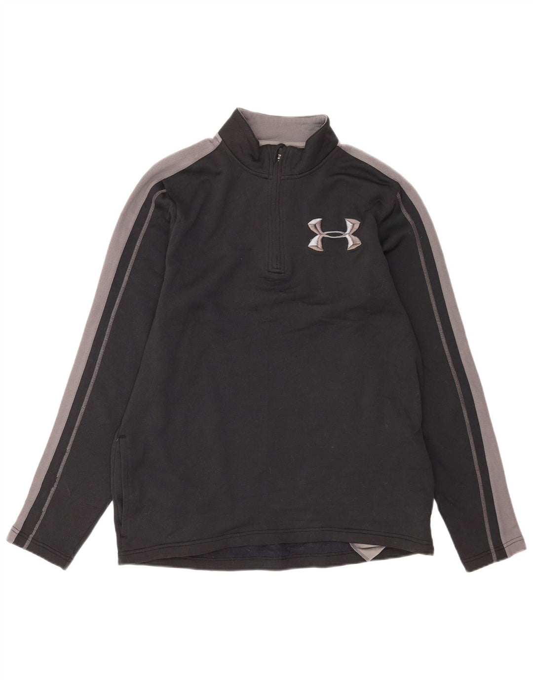Under Armour Mens loose Zip Neck Sweatshirt Jumper Large Black Colourblock
