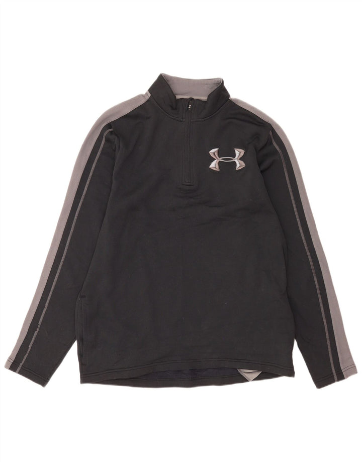 Under Armour Mens loose Zip Neck Sweatshirt Jumper Large Black Colourblock