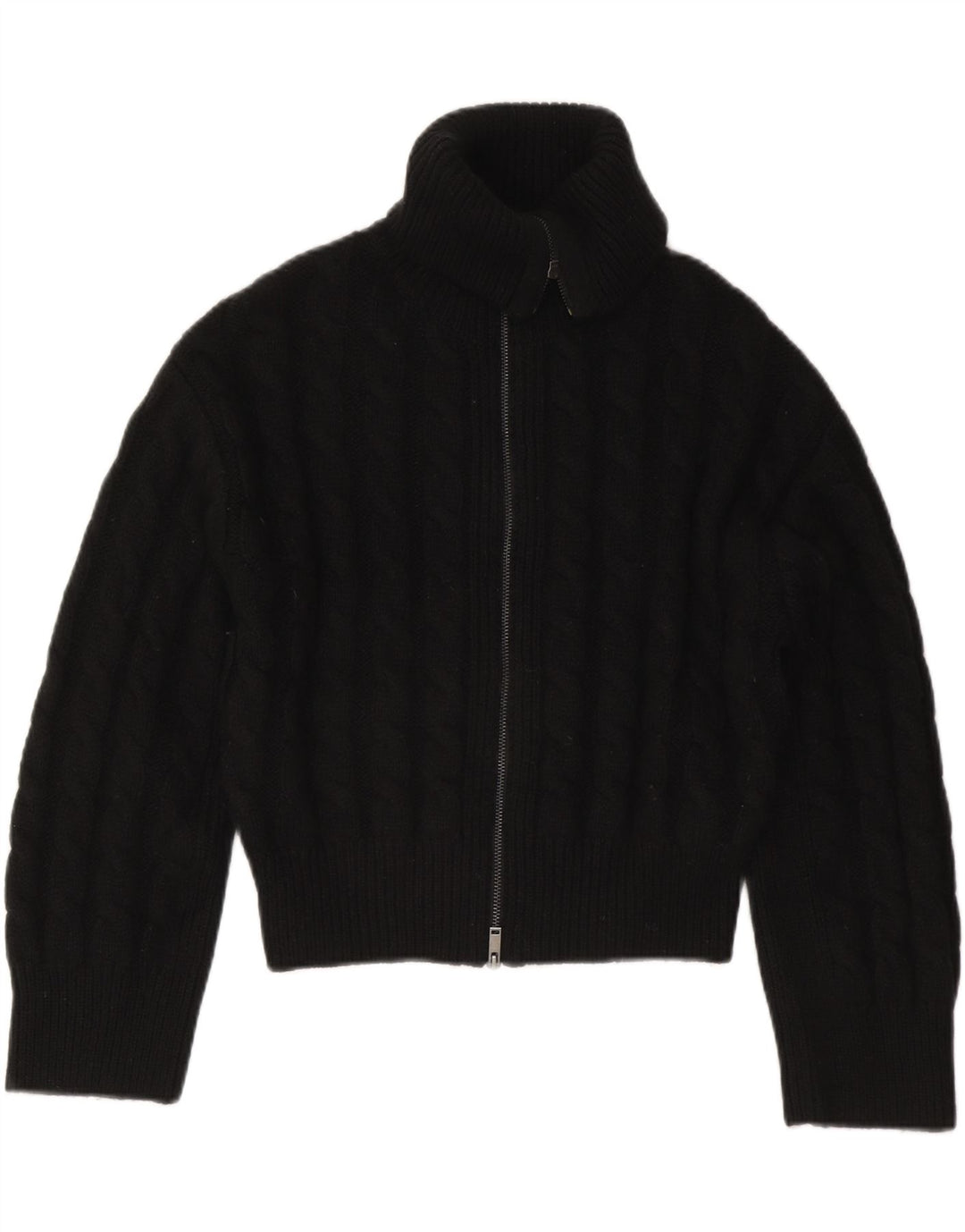 Cos Womens Crop Oversized Cardigan Sweater UK 10 Small Black Wool
